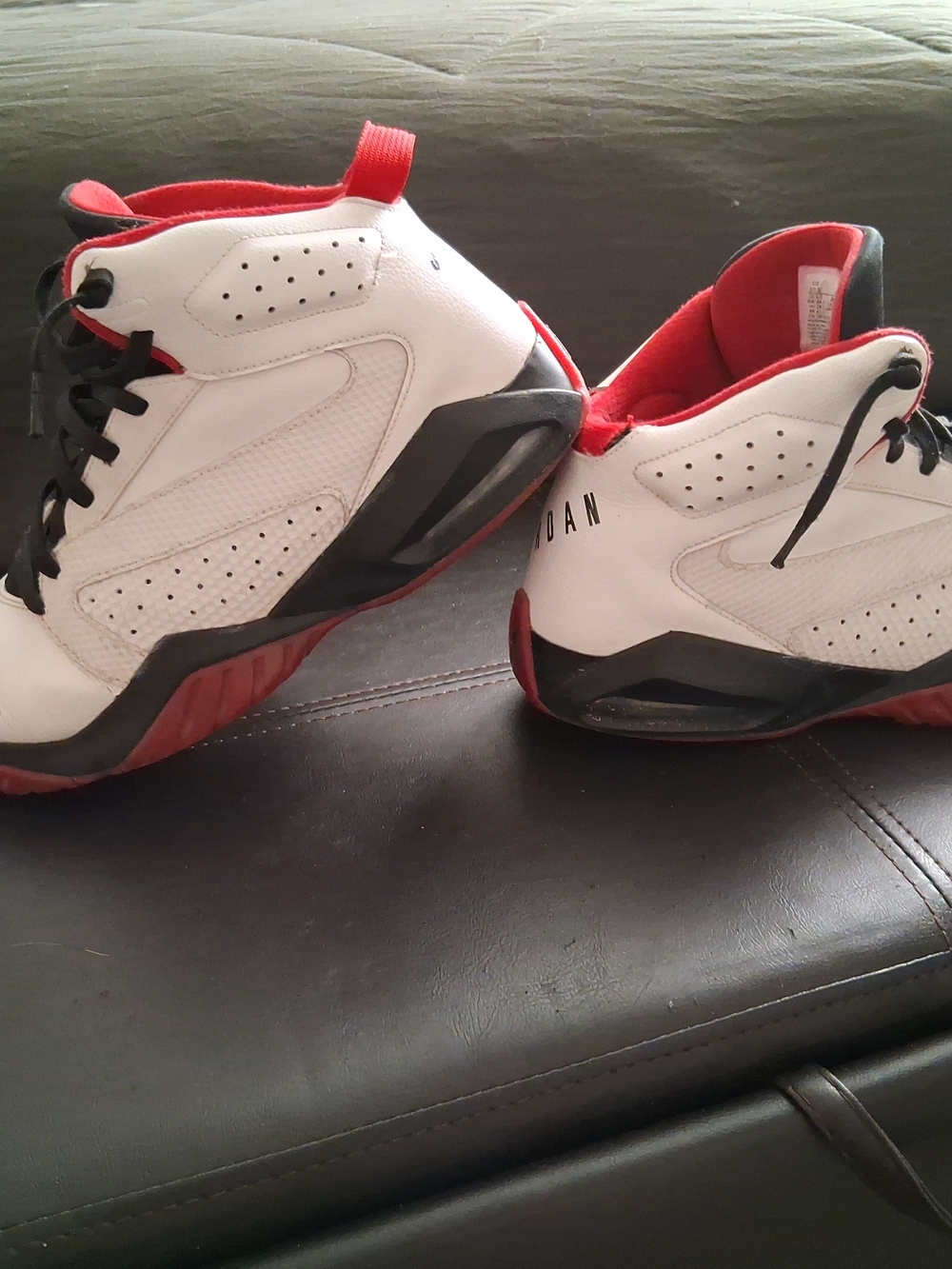 White, Red & Black  High-Top Jordan Sneakers